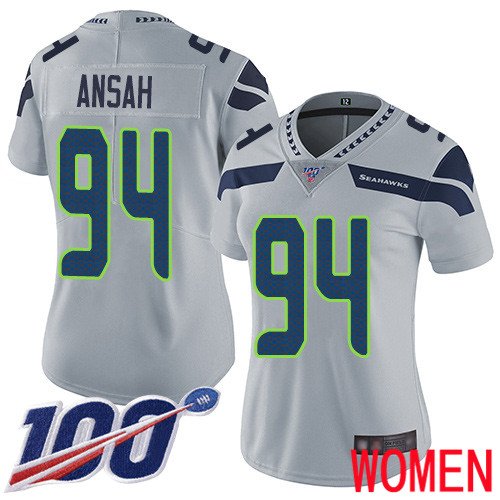 Seattle Seahawks Limited Grey Women Ezekiel Ansah Alternate Jersey NFL Football 94 100th Season Vapor Untouchable